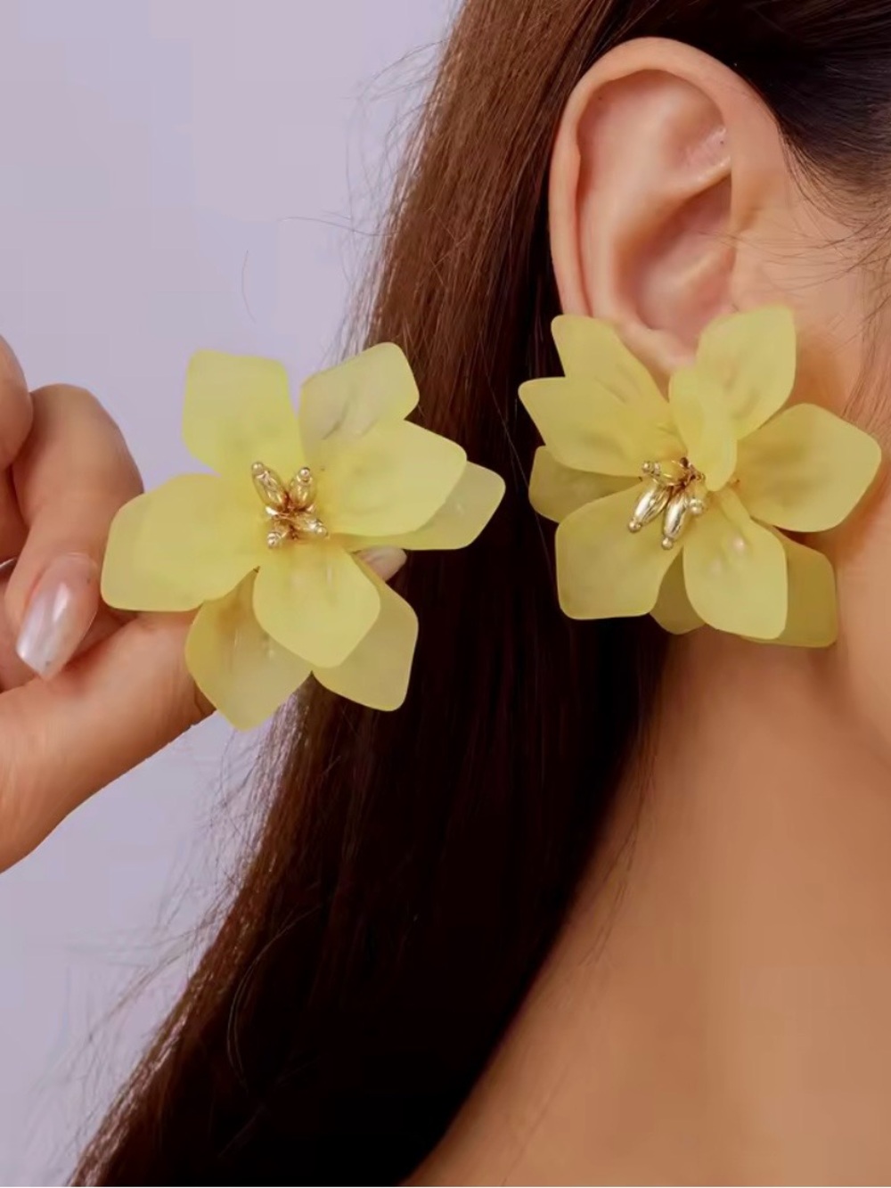 Yellow Floral Statement Earrings